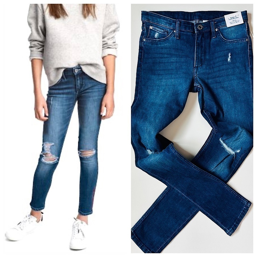 NEW! H&M KIDS Skinny Fit Jeans Distressed Denim Size 10 - 11 Adjustable…